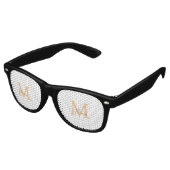 Lunettes De Fête Retro simple minimum ajouter nom monogramme orange brun  (Angulaire)