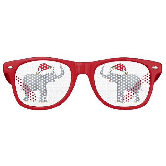 Lunettes De Fête Retro Soirée de Noël à l'éléphant blanc mignon (Devant)
