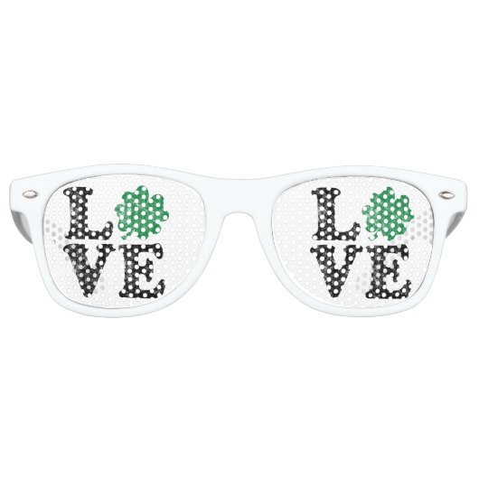 Lunettes De Fête Retro St Patrick's Day LOVE Shamrock irlandais (Devant)