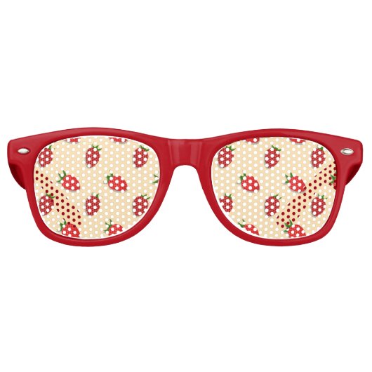 Lunettes De Fête Retro Strawberry pattern for fruit summertime good vibes (Devant)