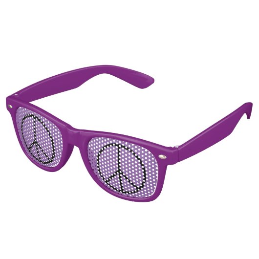 Lunettes De Fête Retro Symbole de paix, tons violets (Angulaire)