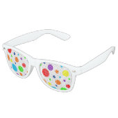 Lunettes De Fête Retro Taches Arc-en-ciel blanc (Angulaire)