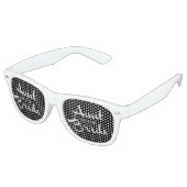 Lunettes De Fête Retro Tante blanche sur noir (Angulaire)