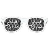Lunettes De Fête Retro Tante blanche sur noir (Devant)