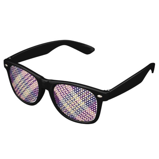 Lunettes De Fête Retro Tartan mauve, or et bleu (Angulaire)