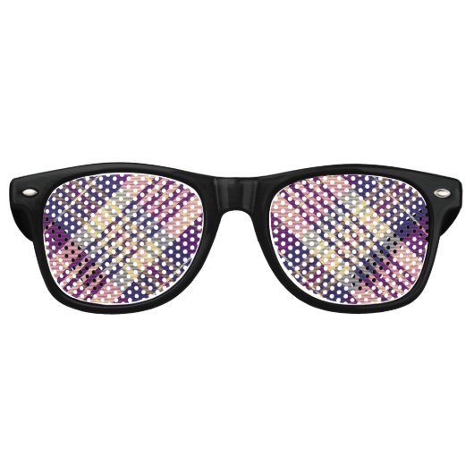 Lunettes De Fête Retro Tartan mauve, or et bleu (Devant)