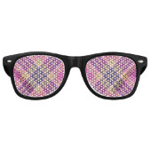 Lunettes De Fête Retro Tartan rose, or et bleu (Devant)