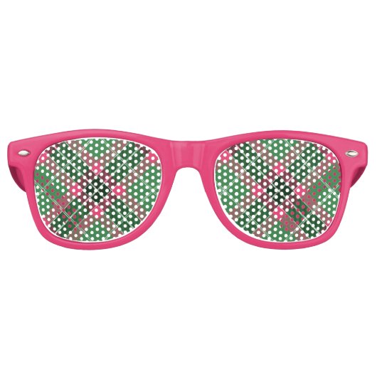 Lunettes De Fête Retro Tartan vert et rose (Devant)