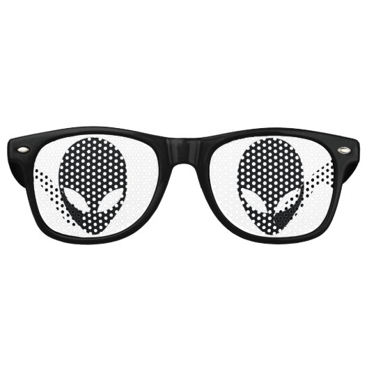 Lunettes De Fête Retro Tête d'Alien noir et blanc (Devant)