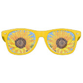 Lunettes De Fête Retro Tournesols jaunes contre soleil sur ciel bleu - ét (Devant)