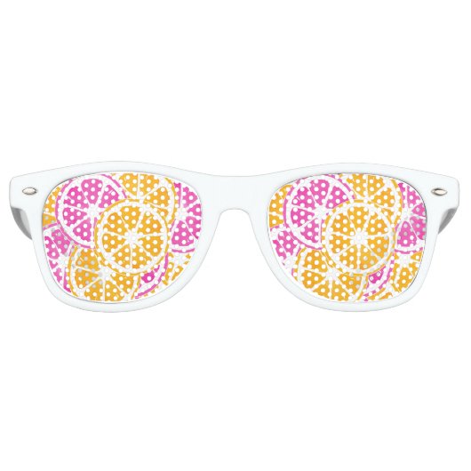 Lunettes De Fête Retro Tranches d'agrumes rose orange (Devant)