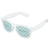 Lunettes De Fête Retro Turquoise Sky Checkerboard Joyeux anniversaire (Angulaire)