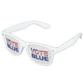 Lunettes De Fête Retro VOTE Drapeau Bleu Américain Démocrate (Angulaire)