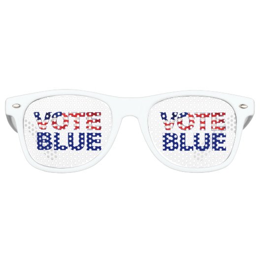 Lunettes De Fête Retro VOTE Drapeau Bleu Américain Démocrate (Devant)