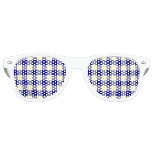 Lunettes De Fête Retro Yellow Blue Plaid Seamless Pattern (Devant)