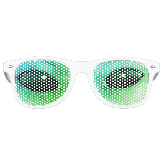 LUNETTES DE FÊTE RETRO YEUX ALIENS. YEUX EXTRATERRESTRES VERTS (Devant)