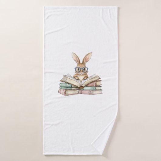 Lunettes de lapin de lecture mignonnes Livres Lect (Serviette de bain)