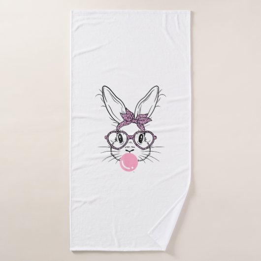 Lunettes de léopard visage de lapin Bubble Gum Jou (Serviette de bain)