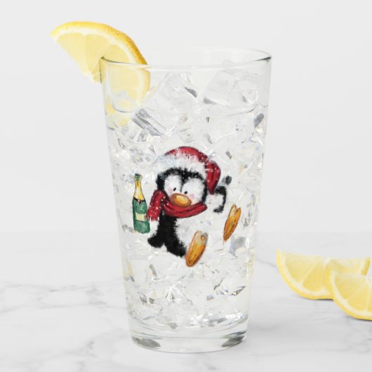 Lunettes de Noël drôle de pingouin en verre (Devant glace)