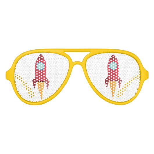 lunettes de soleil avec fusée rouge et cadre jaune (Devant)