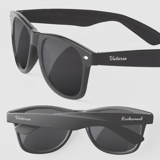 Lunettes De Soleil Bridesmaid Nom de script moderne personnalisé