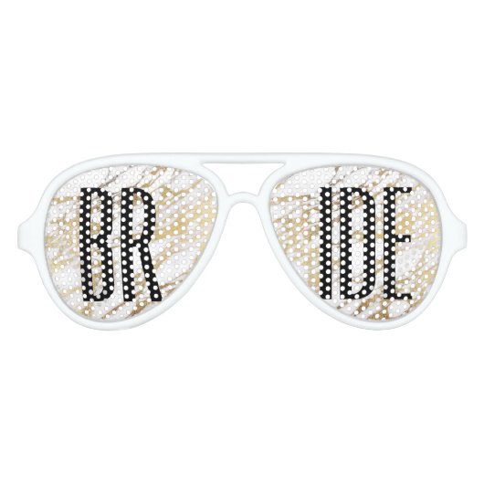 Lunettes de soleil chic Gold et Marbre blanc Bride (Devant)