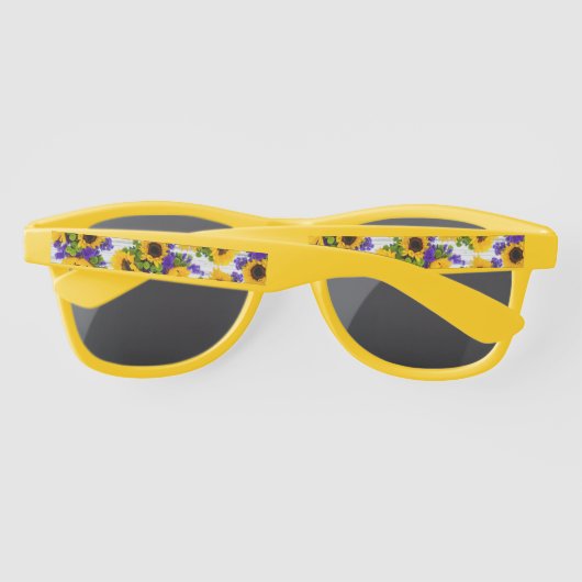 Lunettes De Soleil Country Rustic White Wood Purple Yellow Sunflower (Dos)