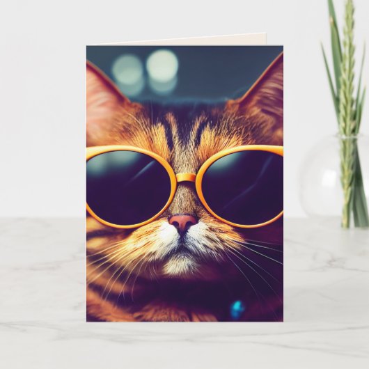 LUNETTES DE SOLEIL DE CHAT COOL CARTES D'ANNIVERSA (Devant)