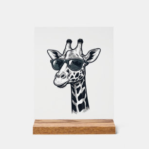 Lunettes de soleil de girafe cool T-Shirt à gravur