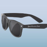 Lunettes de soleil de nom commercial promotionnell<br><div class="desc">Ajoutez votre nom d'entreprise,  votre site Web ou votre texte pour customiser les deux côtés dans une police de typographie de script moderne.</div>
