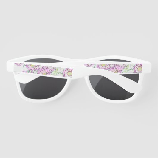 Lunettes de soleil florales blanches et violettes (Dos)