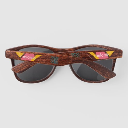 Lunettes De Soleil Formes de collage tropicales estivales monogrammée (Dos)