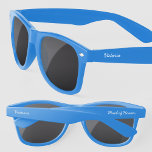 Lunettes De Soleil Maid of Honor Nom du script personnalisé<br><div class="desc">Ajoutez le nom de la Maid of Honor pour customiser dans une police de typographie de script moderne. L'autre partie dit Maid of Honor mais peut être changée pour convenir à votre occasion.</div>