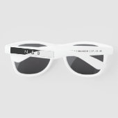 Lunettes De Soleil Mariage de monogramme noir blanc diagonal (Dos)