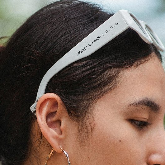 Lunettes De Soleil Mariage de monogramme noir blanc diagonal