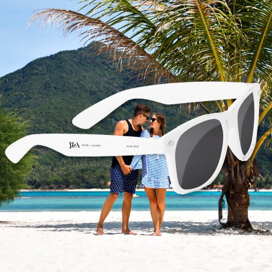 Lunettes De Soleil monogramme élégant chocolat mariage faveur