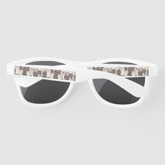 Lunettes De Soleil Motif de chats blancs et gris (Dos)
