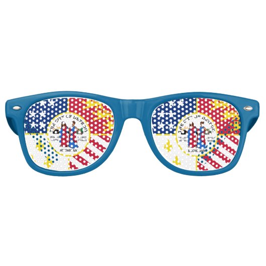 Lunettes de soleil rétro avec le drapeau de Détroi (Devant)