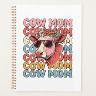 Lunettes de soleil rétro Cow Mom gravure vintage C
