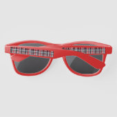 Lunettes De Soleil Tartan Plaid Rouge Blanc Bleu Motif (Dos)