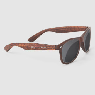 Lunettes De Soleil Texte de nom personnalisé Minimaliste