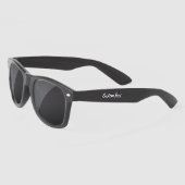 Lunettes De Soleil Texte personnalisé en noir avec script blanc (Gauche)