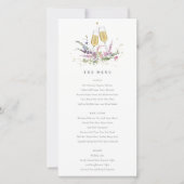 Lunettes de vin rose or Floral Mariage Carte menu (Devant)