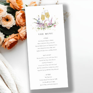 Lunettes de vin rose or Floral Mariage Carte menu
