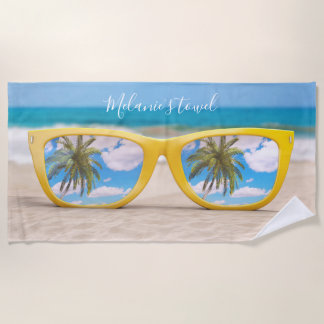 Lunettes d'été colorées Serviette de plage personn