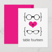 Lunettes Geek Rose Numéro de table Carte postale (Devant / Derrière)