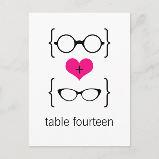 Lunettes Geek Rose Numéro de table Carte postale (Devant)