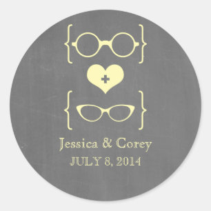 Lunettes Geeky Jaune Chalkboard Stickers Mariage