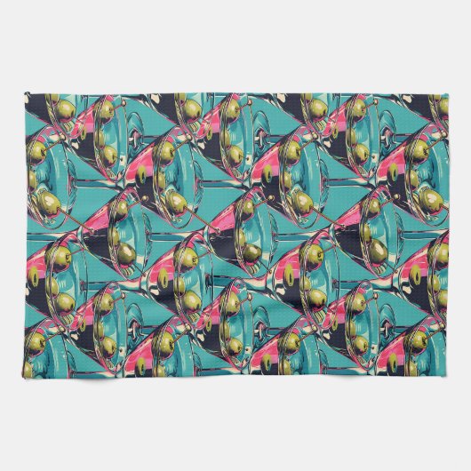 Lunettes Retro Martini Serviette de cuisine (Horizontal)