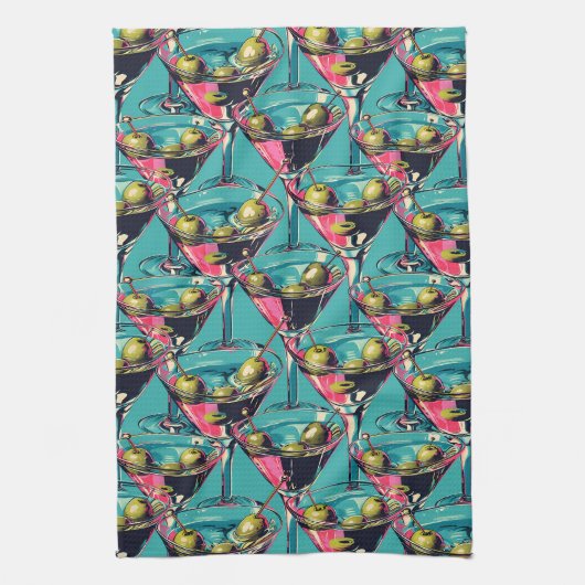 Lunettes Retro Martini Serviette de cuisine (Vertical)